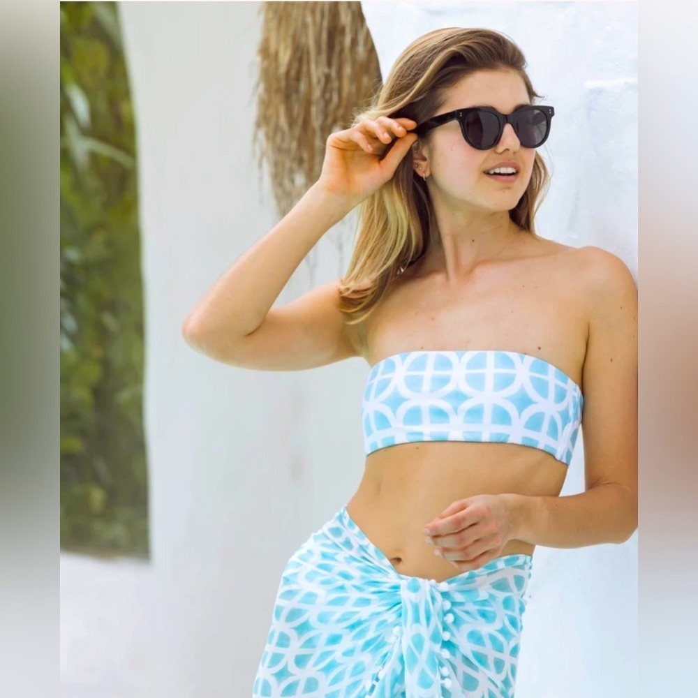 NEW! Kenny Flowers The Maldives Bandeau Bikini Top Blue SZ M, L, XL